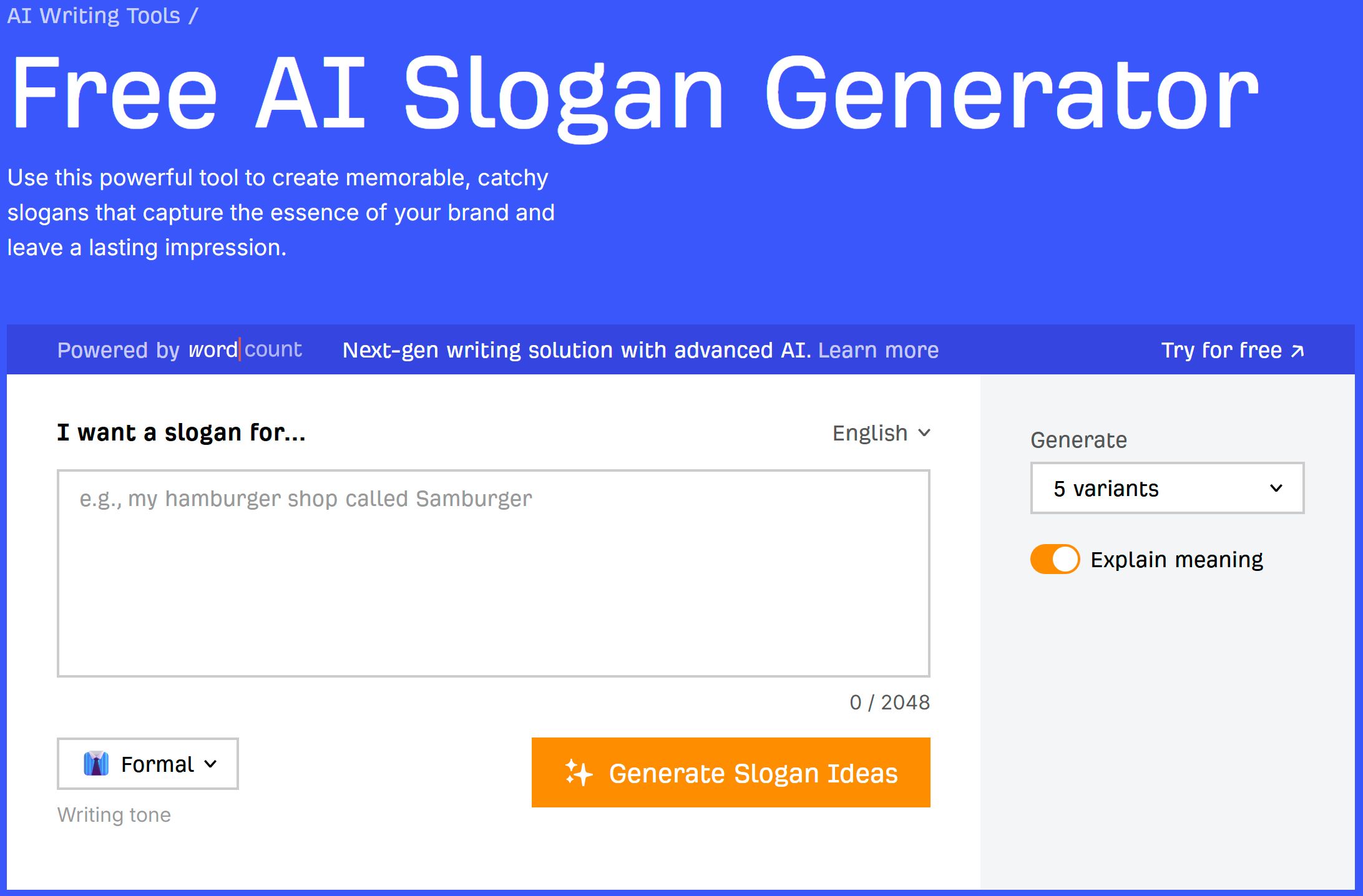 Ahrefs Slogan Generator