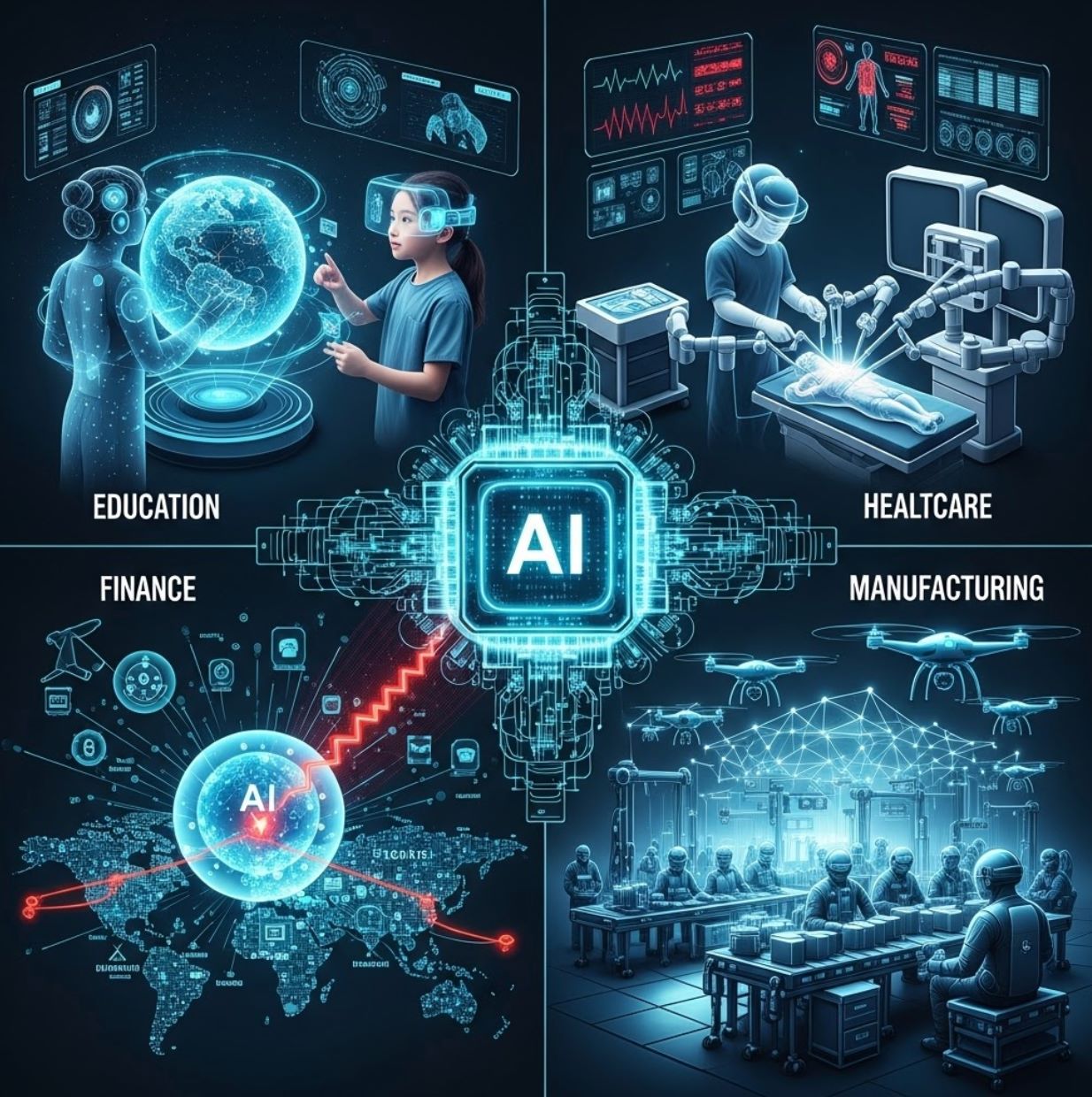 Applications of AI across sectors